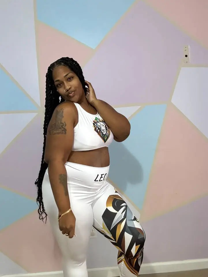 Leo White High Waisted Yoga Leggings (AOP) Printify