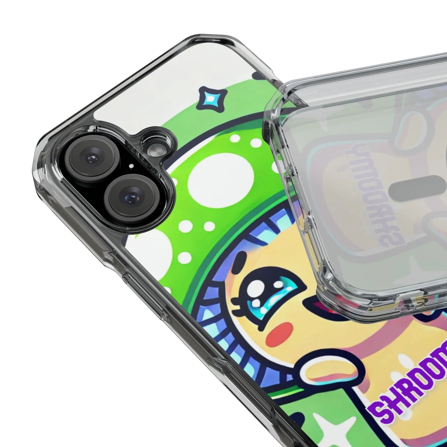 Cute Mushroom Magnetic Clear Impact Case for iPhone - Fun & Whimsical Phone Protection Printify