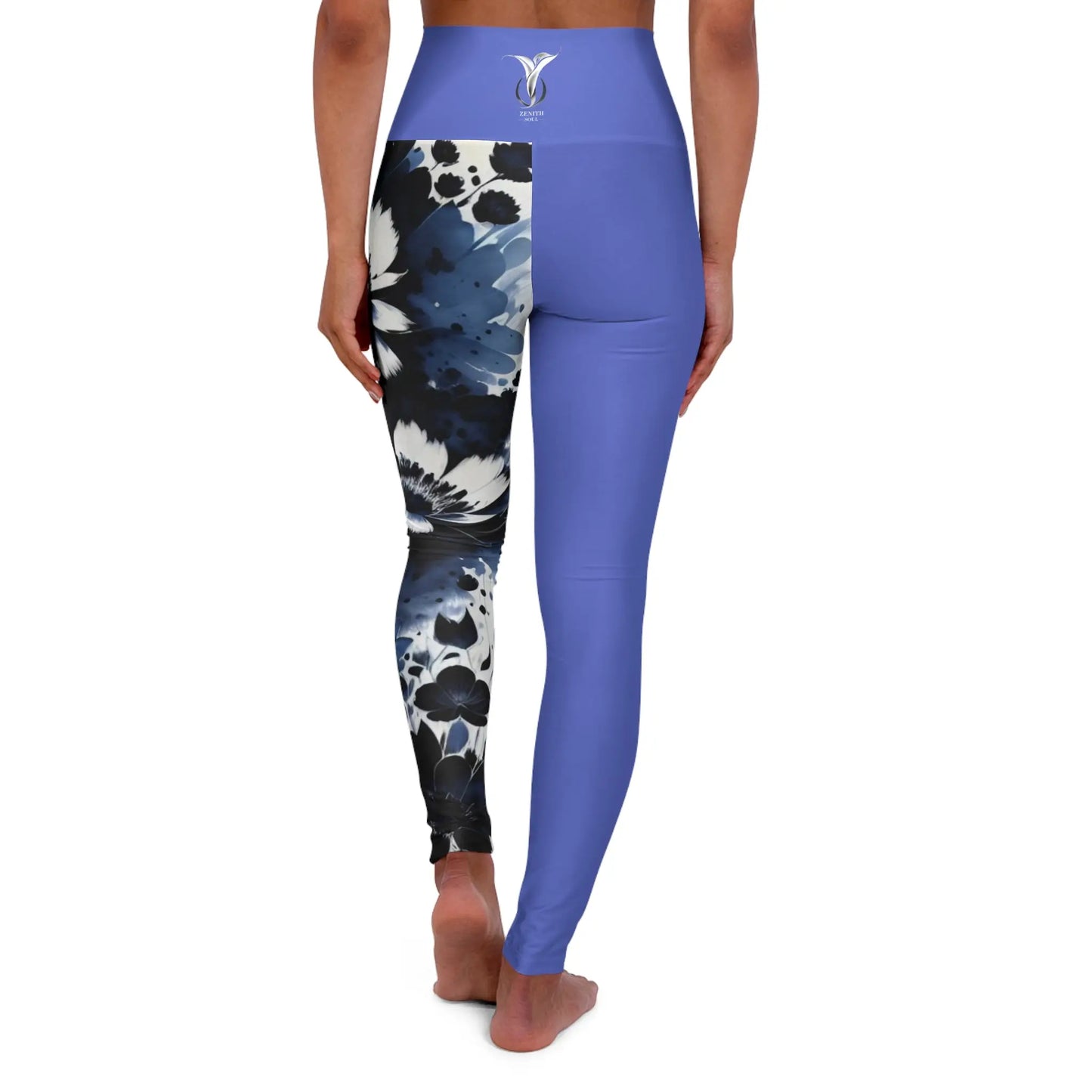 Throat Chakra Flower Blue High Waisted Yoga Leggings (AOP) Printify