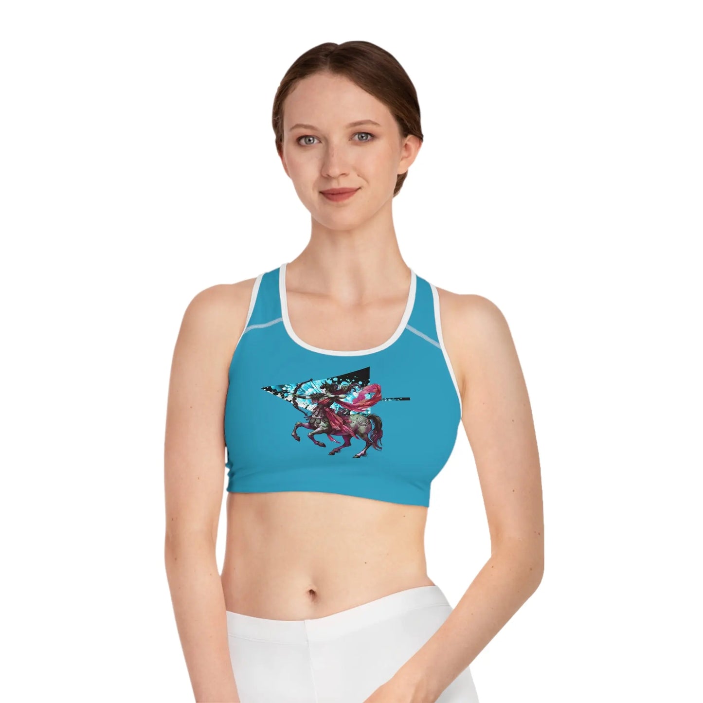 Sagittarius Turquoise Sports Bra (AOP) Printify