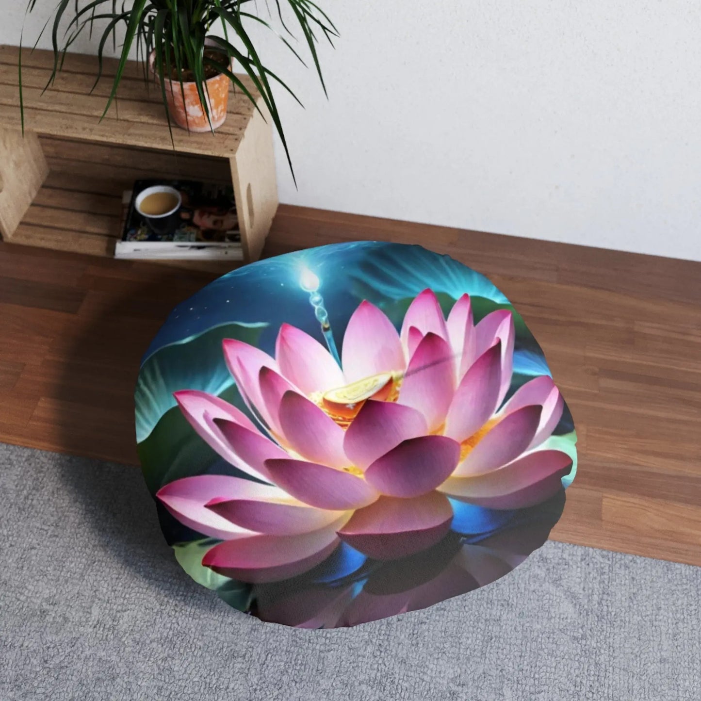 Lotus Meditation Pillow, Round Printify