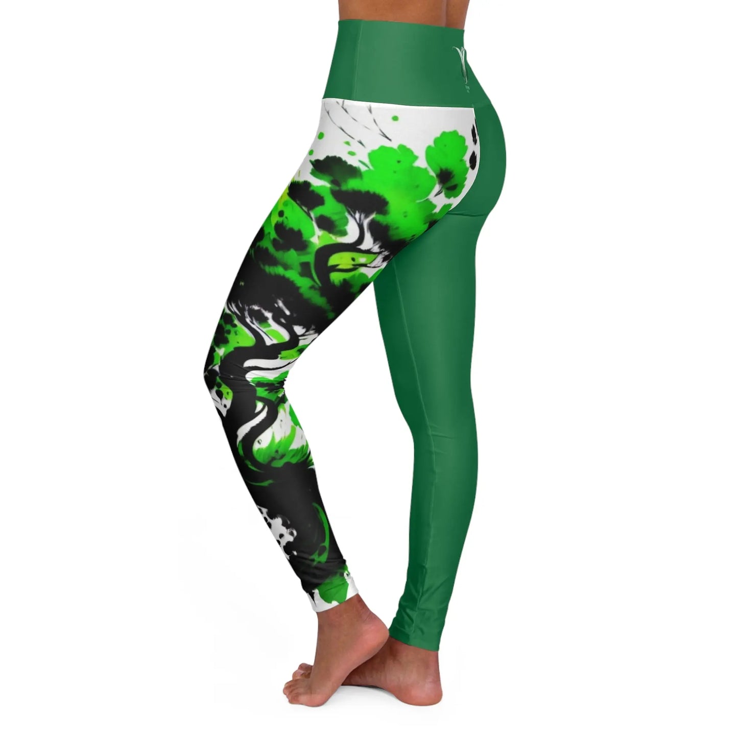 Heart Chakra Tree Green High Waisted Yoga Leggings (AOP) Printify