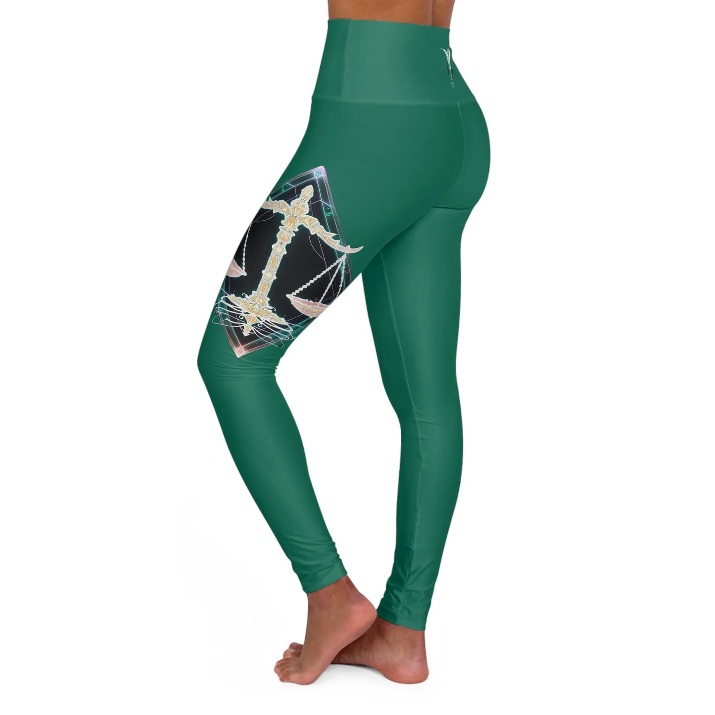Libra Rainforest Green High Waisted Yoga Leggings (AOP) Printify