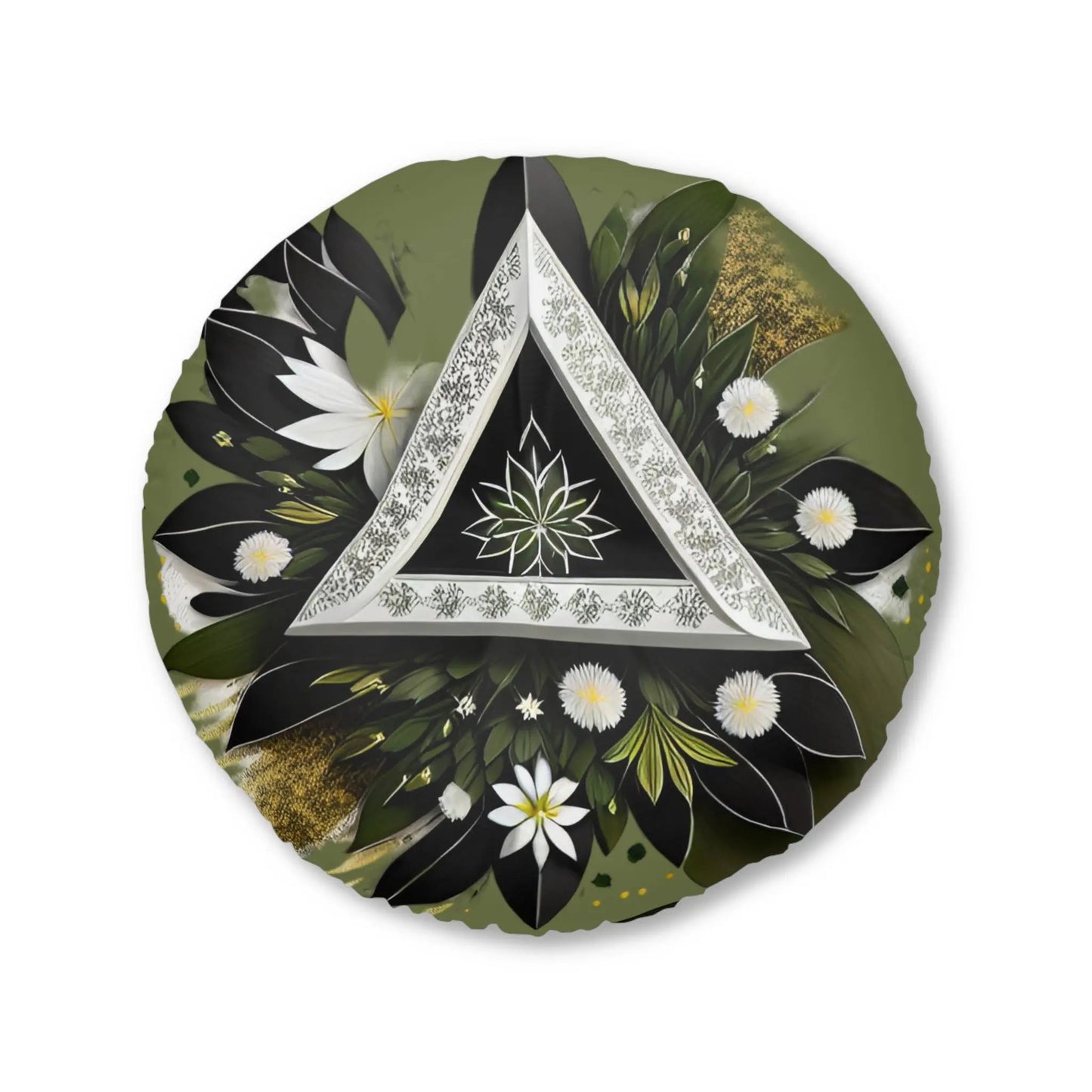 Tri Flora Meditation Pillow, Round Printify
