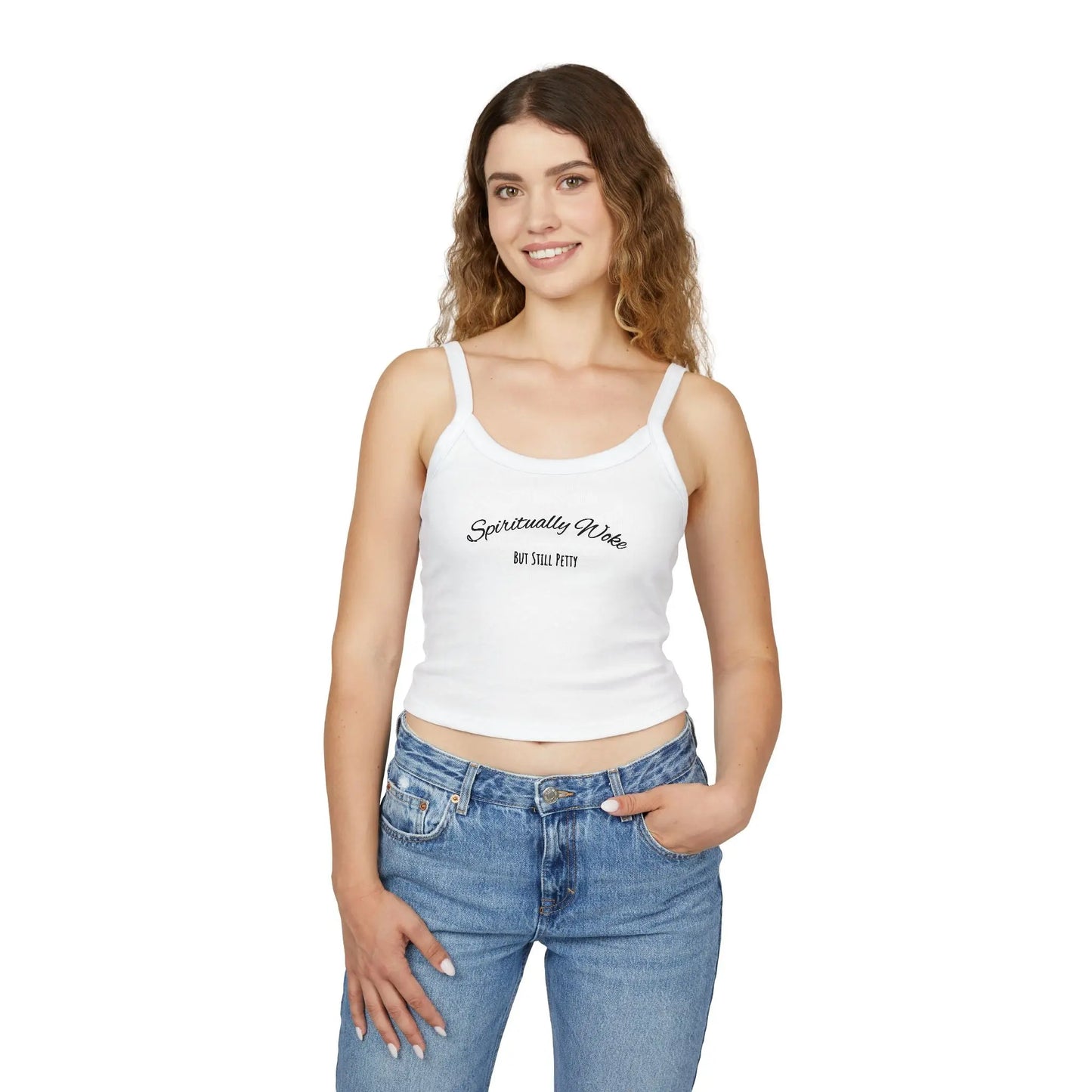Spiritually Woke Spaghetti Strap Tank Top Printify