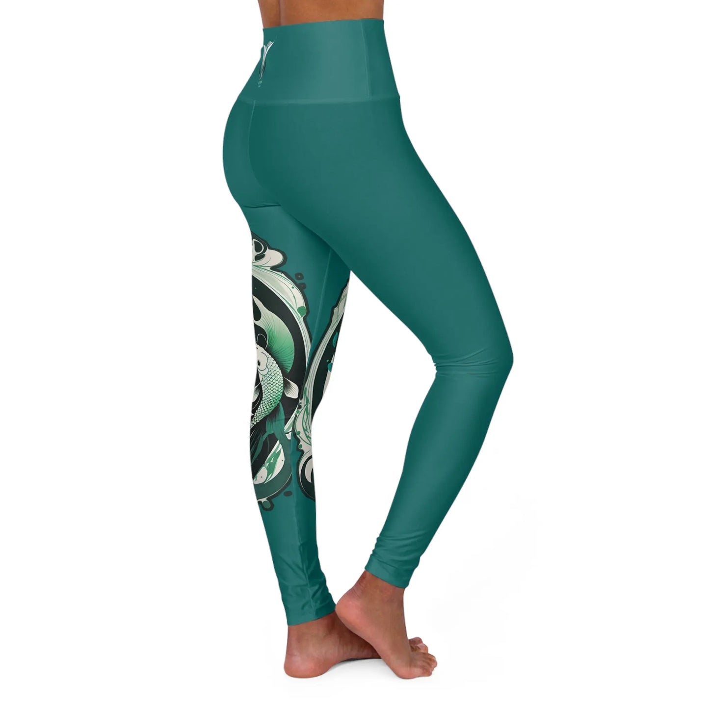 Pisces Dark Aquamarine High Waisted Yoga Leggings (AOP) Printify