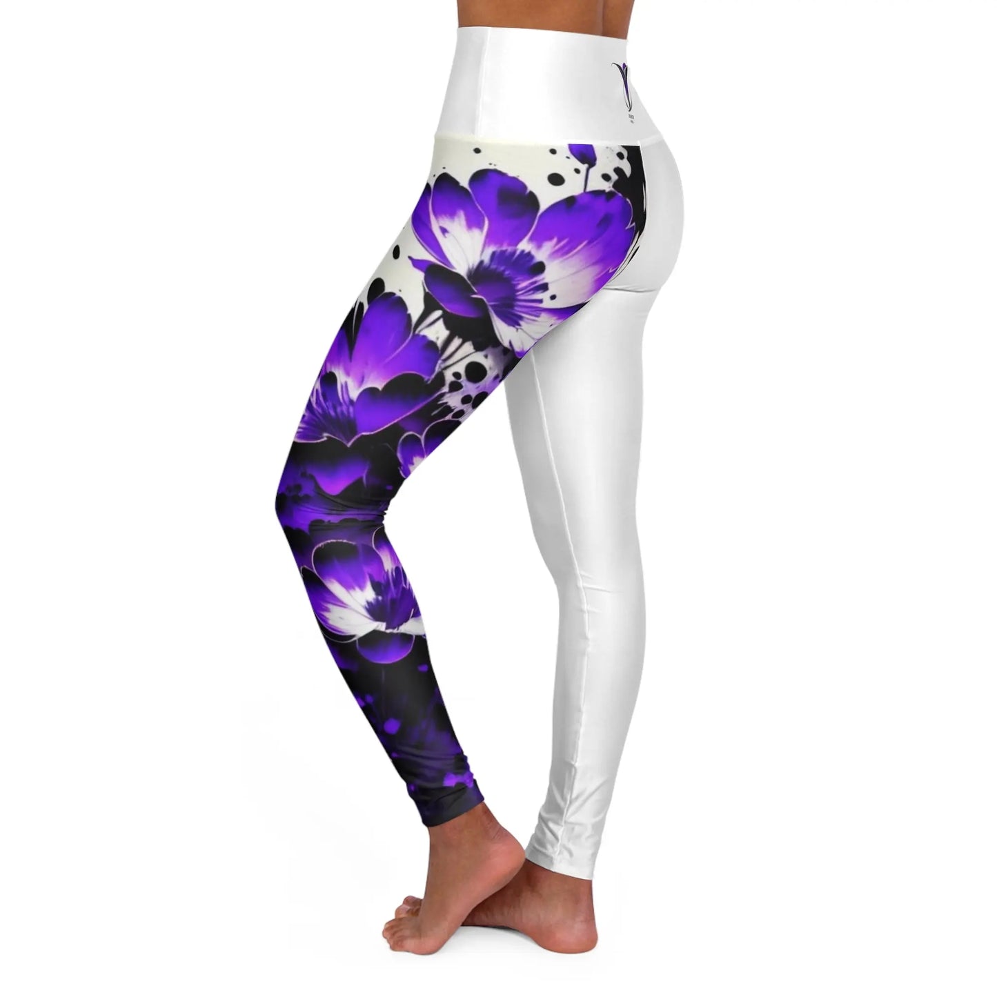 Crown Chakra Flower White High Waisted Yoga Leggings (AOP) Printify