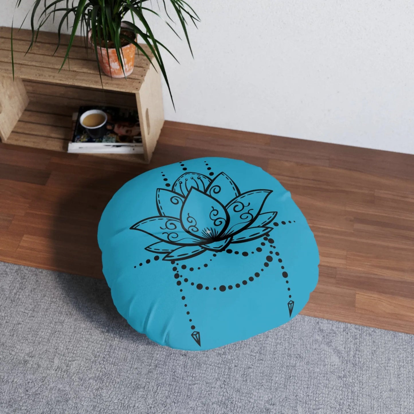 Lotus Tattoo Meditation Pillow, Round Printify
