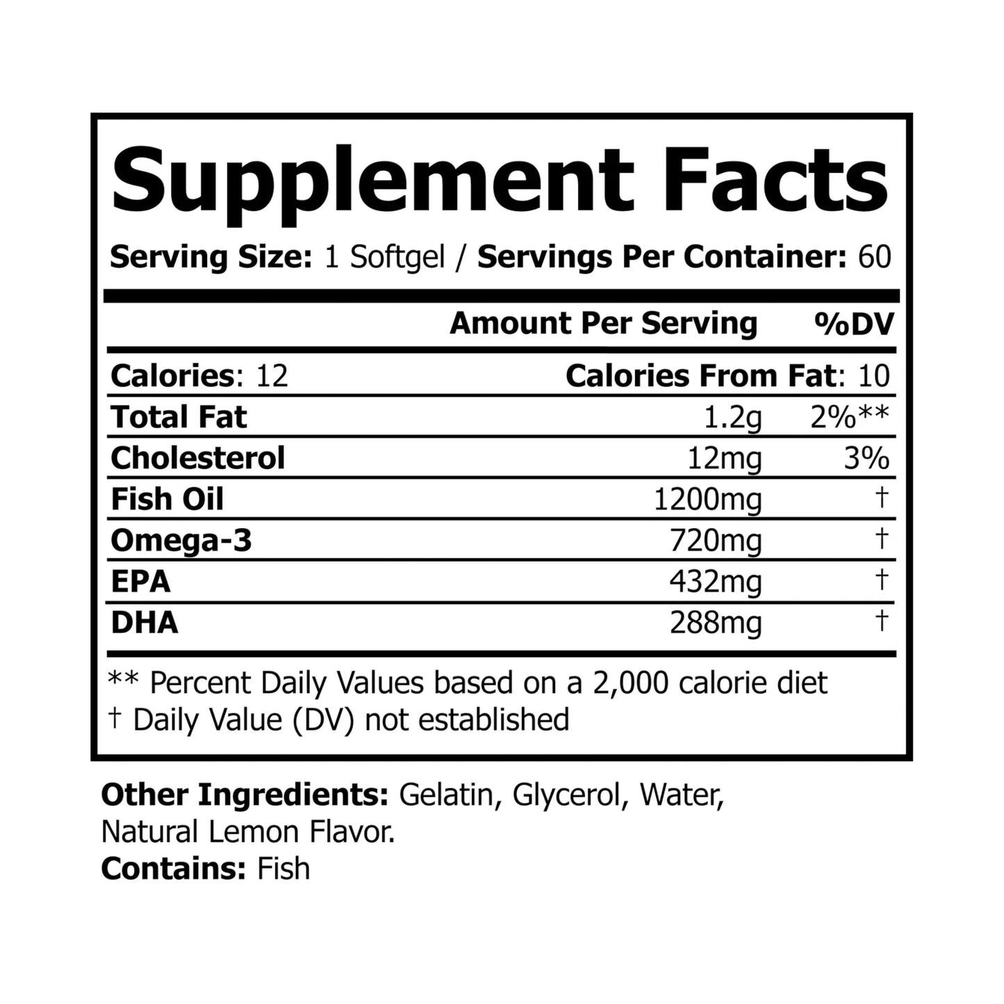 Omega 3 Fish Oil Supplement (60 Softgels) Printify