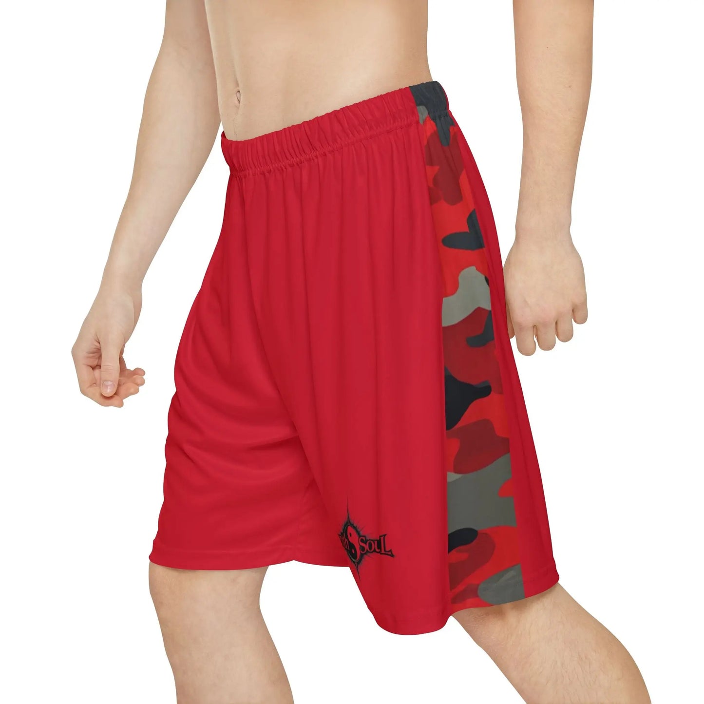Camo Men’s Sports Shorts Red (AOP) - Zenith Soul LLC