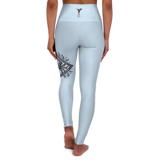Cancer Pale Blue High Waisted Yoga Leggings (AOP) Printify