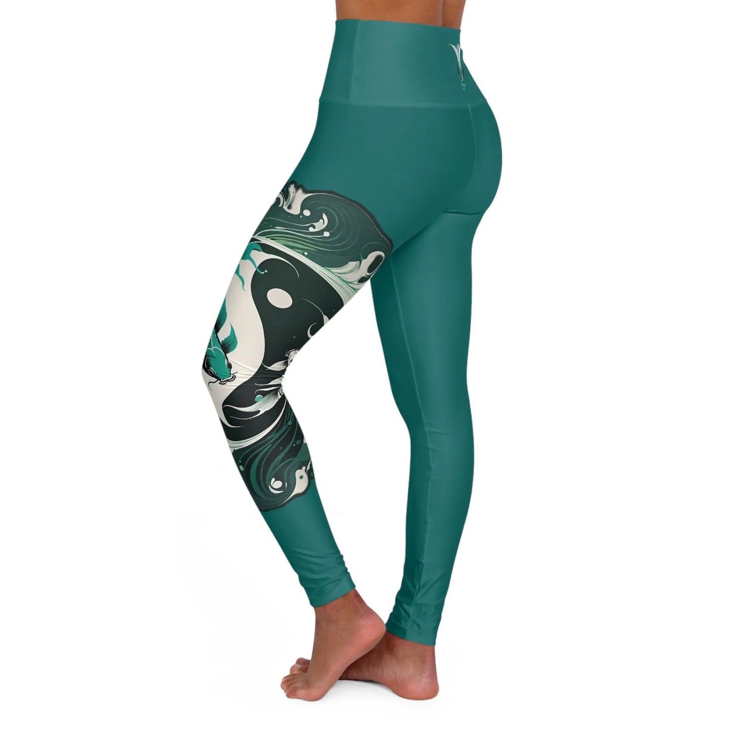 Pisces Dark Aquamarine High Waisted Yoga Leggings (AOP) Printify