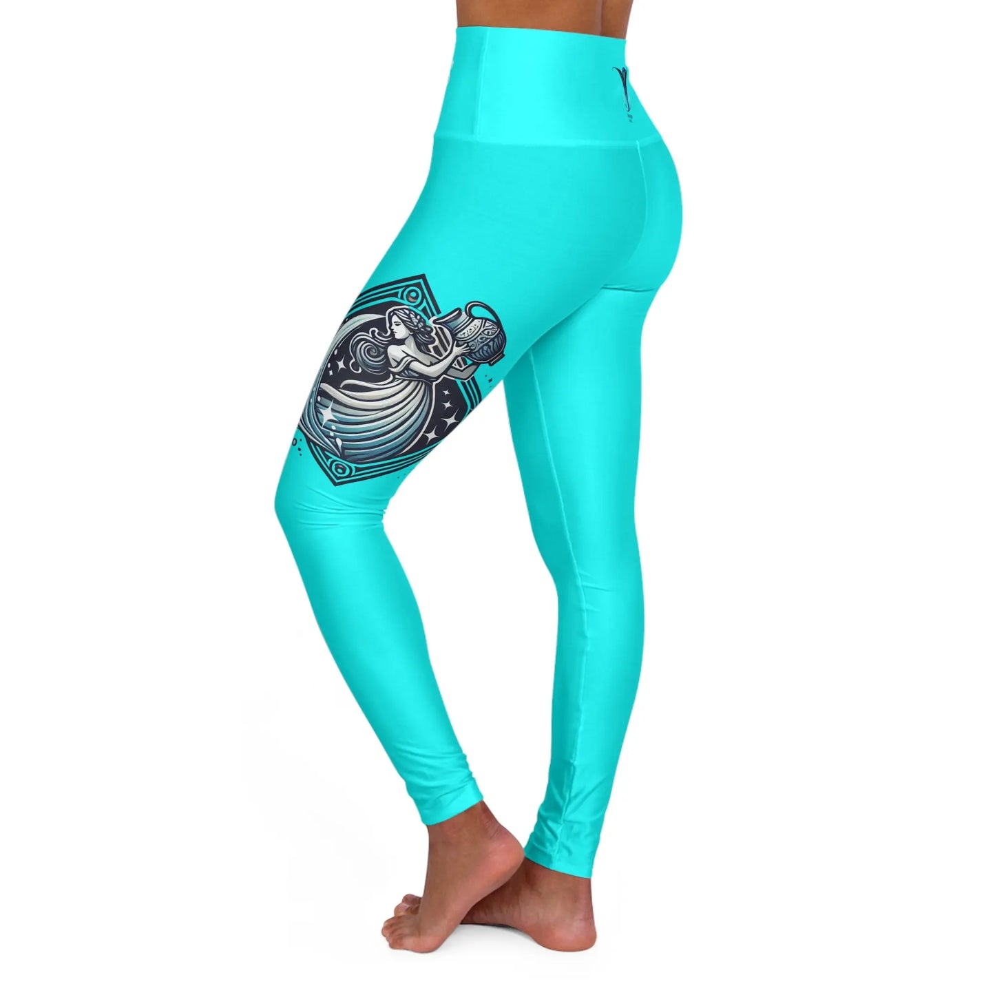 Aquarius Turquoise High Waisted Yoga Leggings (AOP) Printify