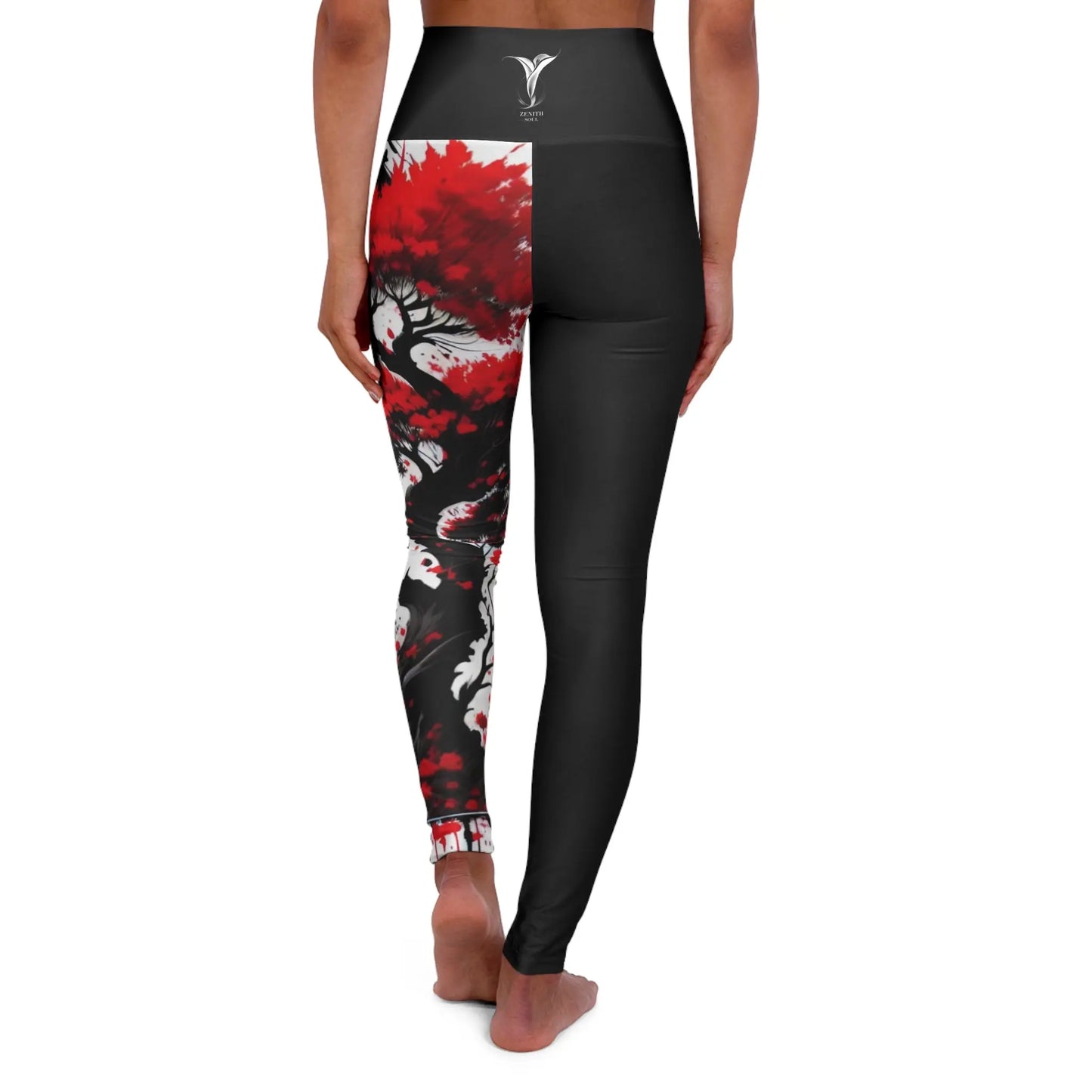 Root Chakra Tree Black High Waisted Yoga Leggings (AOP) Printify