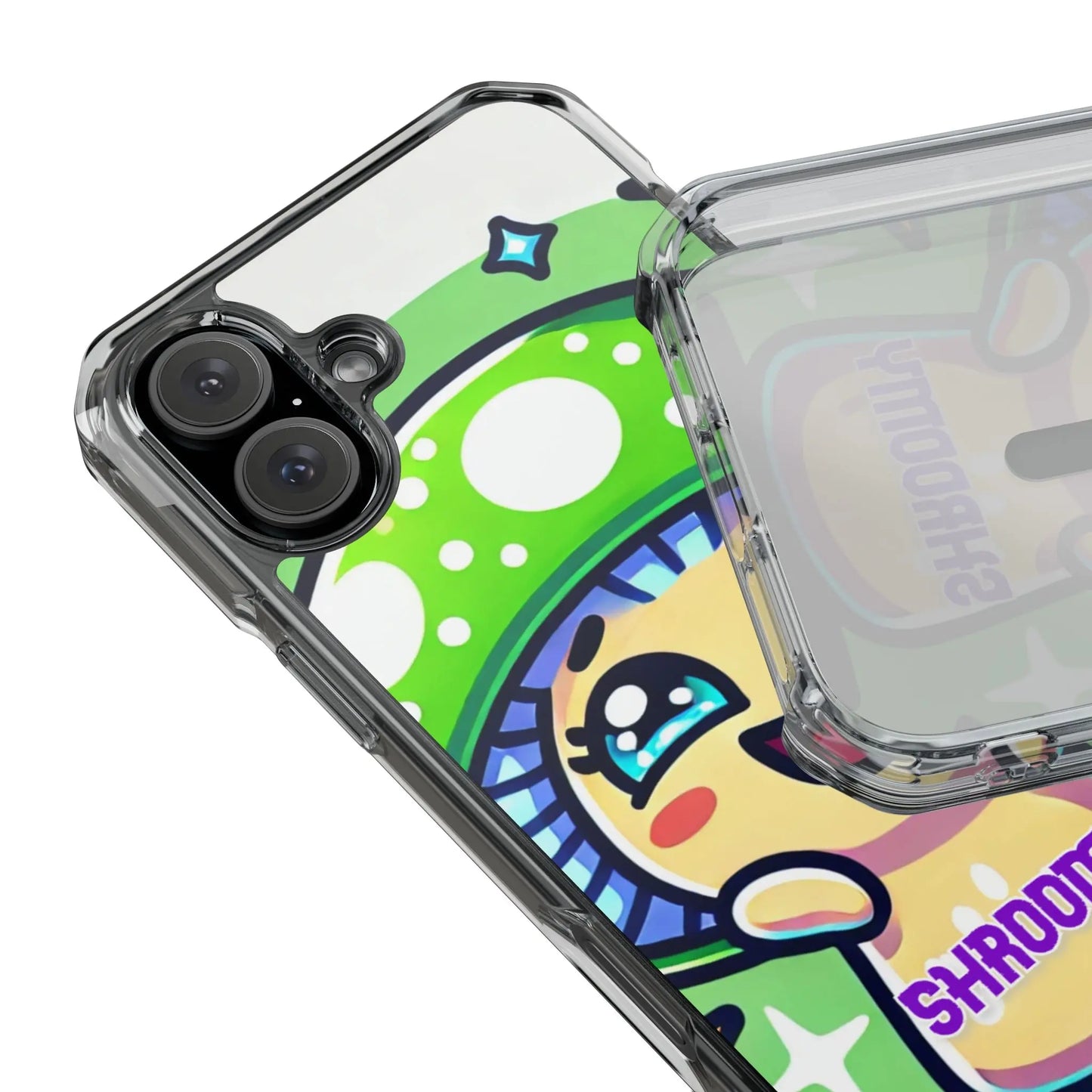 Cute Mushroom Magnetic Clear Impact Case for iPhone - Fun & Whimsical Phone Protection Printify
