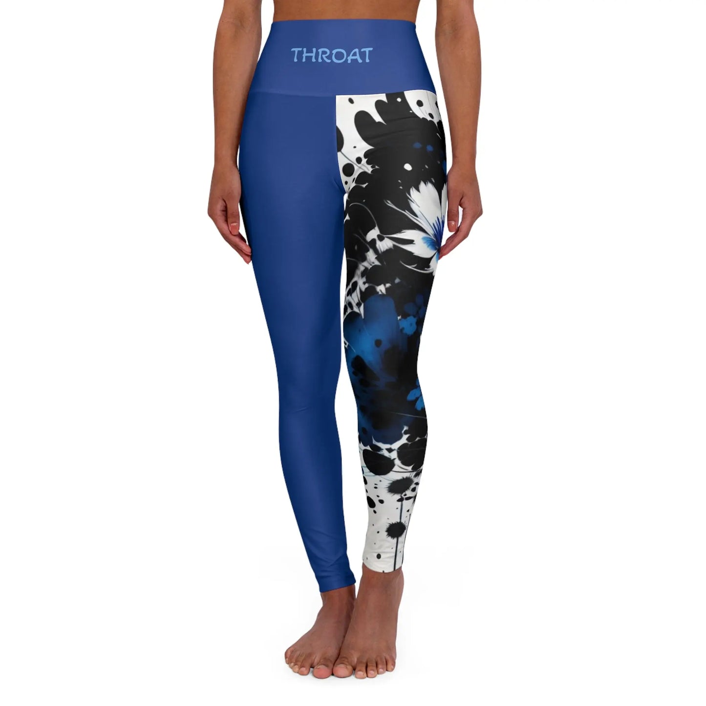 Throat Chakra Flower Blue High Waisted Yoga Leggings (AOP) Printify