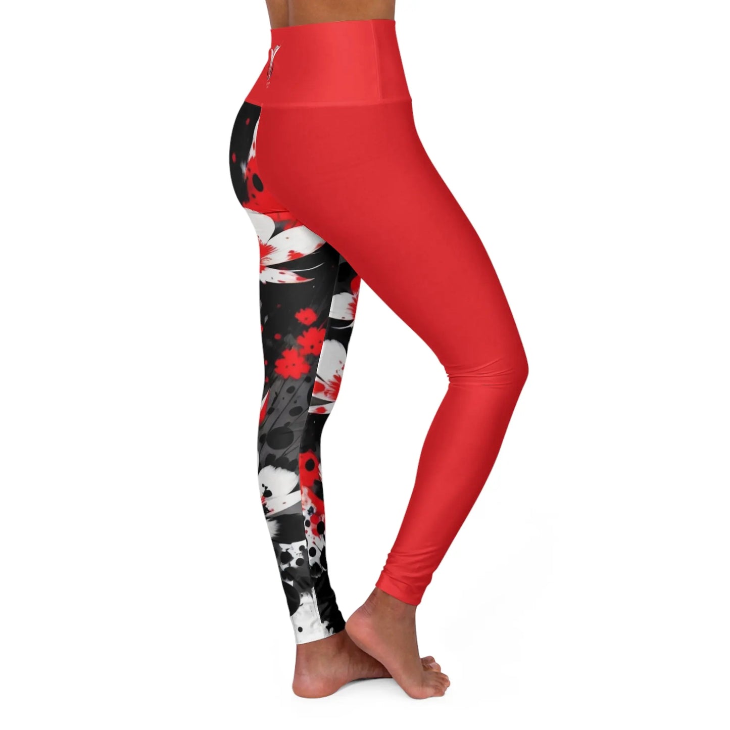 Root Chakra Flower Red High Waisted Yoga Leggings (AOP) Printify