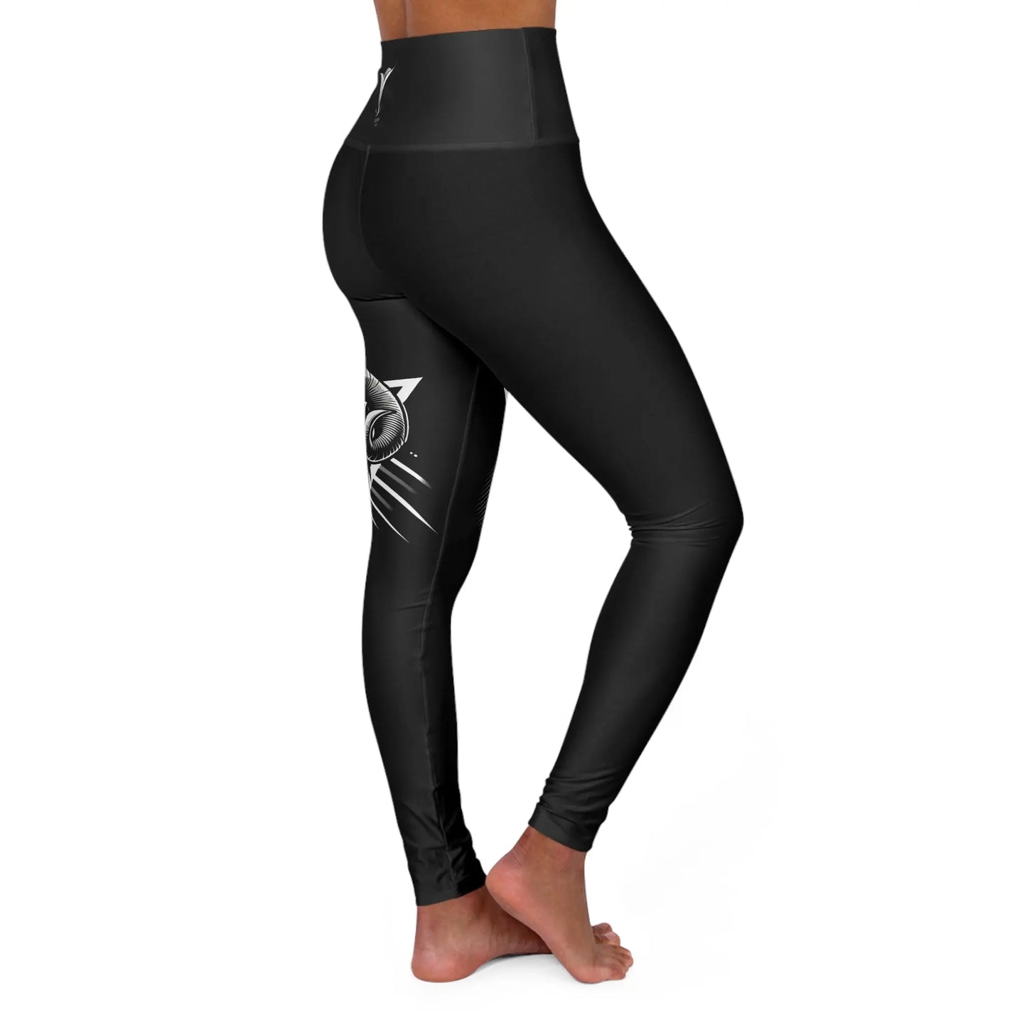 Aries Black High Waisted Yoga Leggings (AOP) Printify