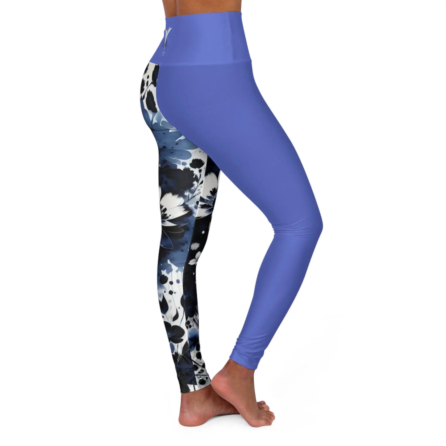 Throat Chakra Flower Blue High Waisted Yoga Leggings (AOP) Printify
