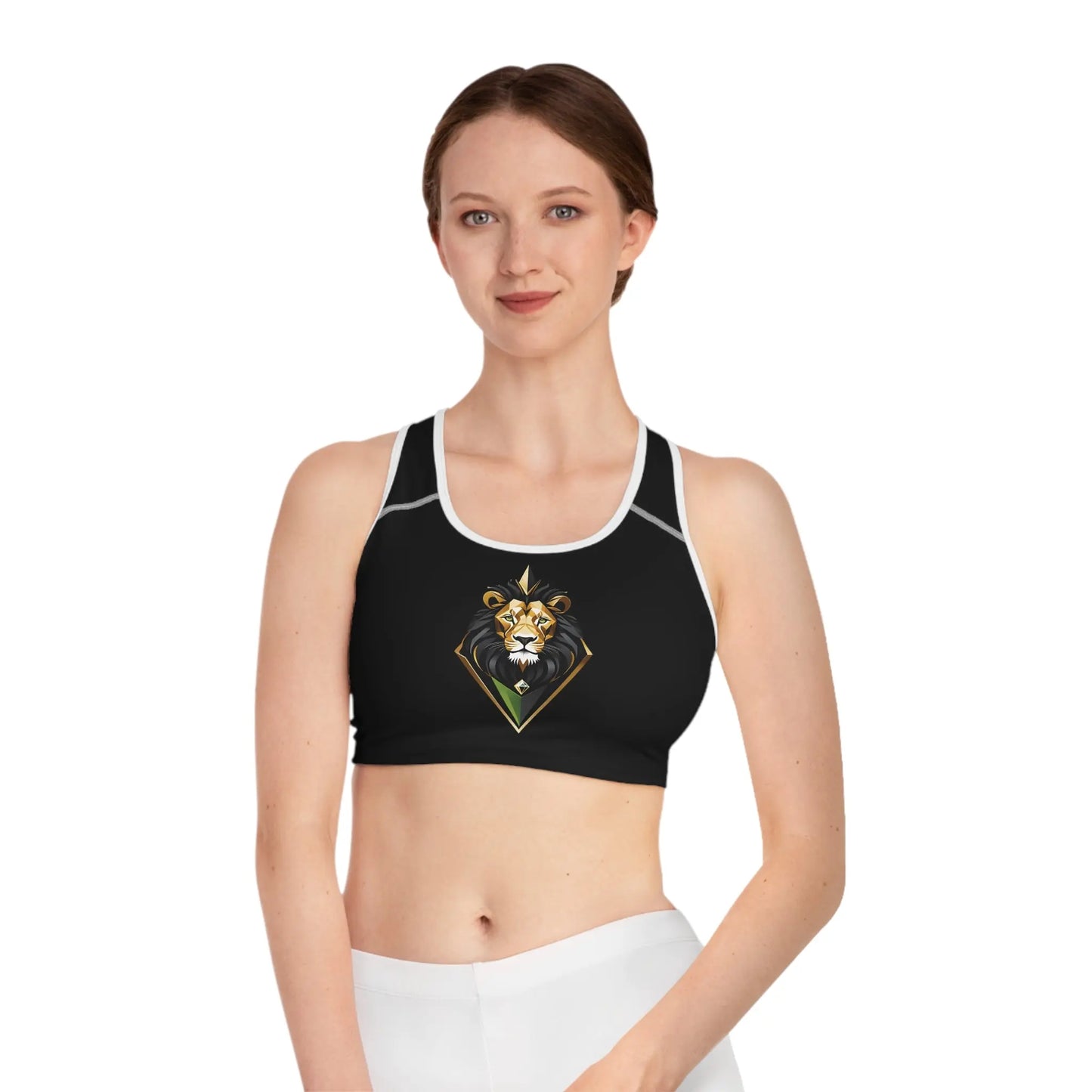 Leo Black Sports Bra (AOP) Printify