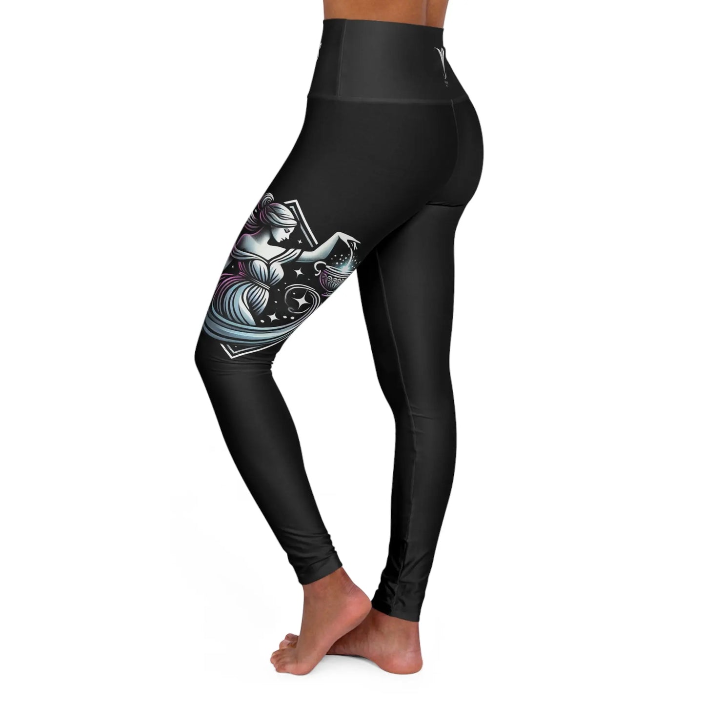 Aquarius Black High Waisted Yoga Leggings (AOP) Printify
