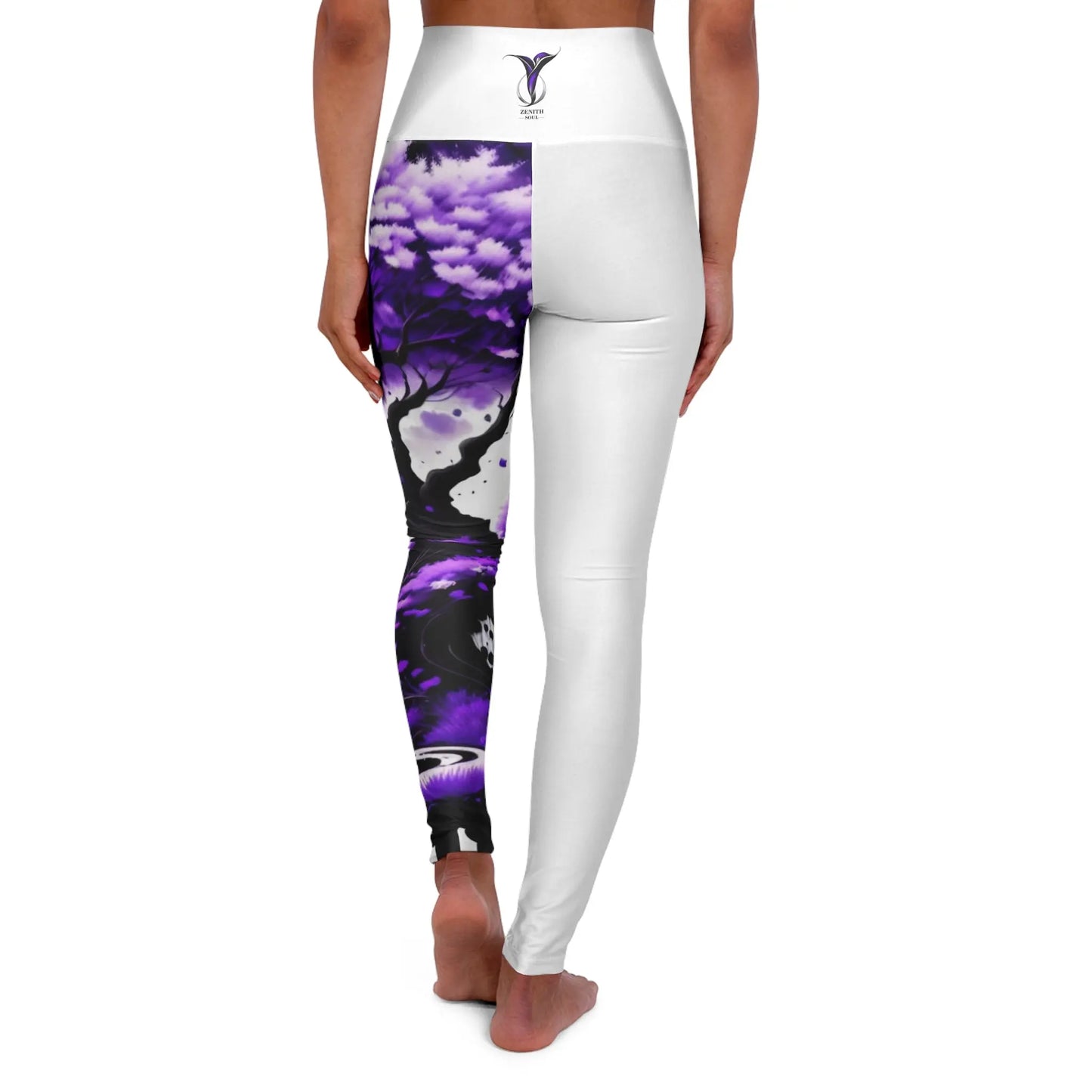 Crown Chakra Tree White High Waisted Yoga Leggings (AOP) Printify