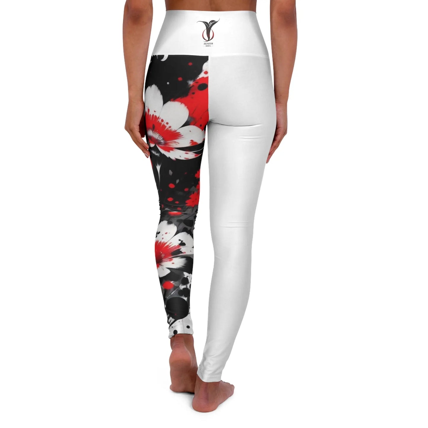 Root Chakra Flower White High Waisted Yoga Leggings (AOP) Printify