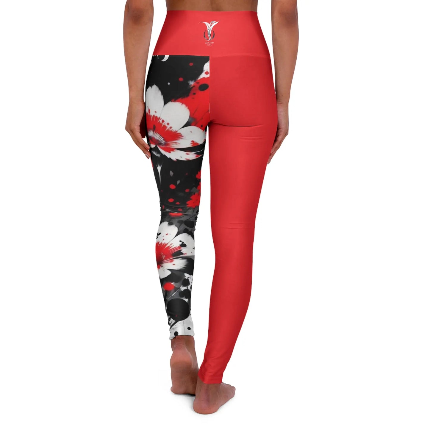 Root Chakra Flower Red High Waisted Yoga Leggings (AOP) Printify