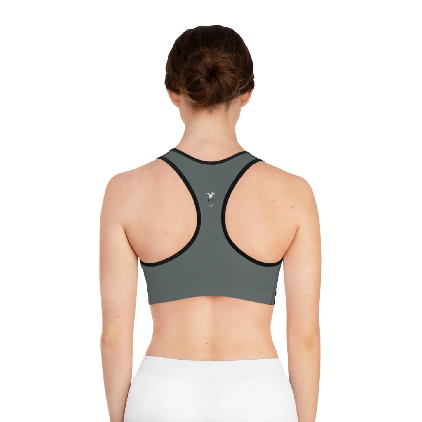 Divine Bloom (Gray) Sports Bra (AOP) Printify