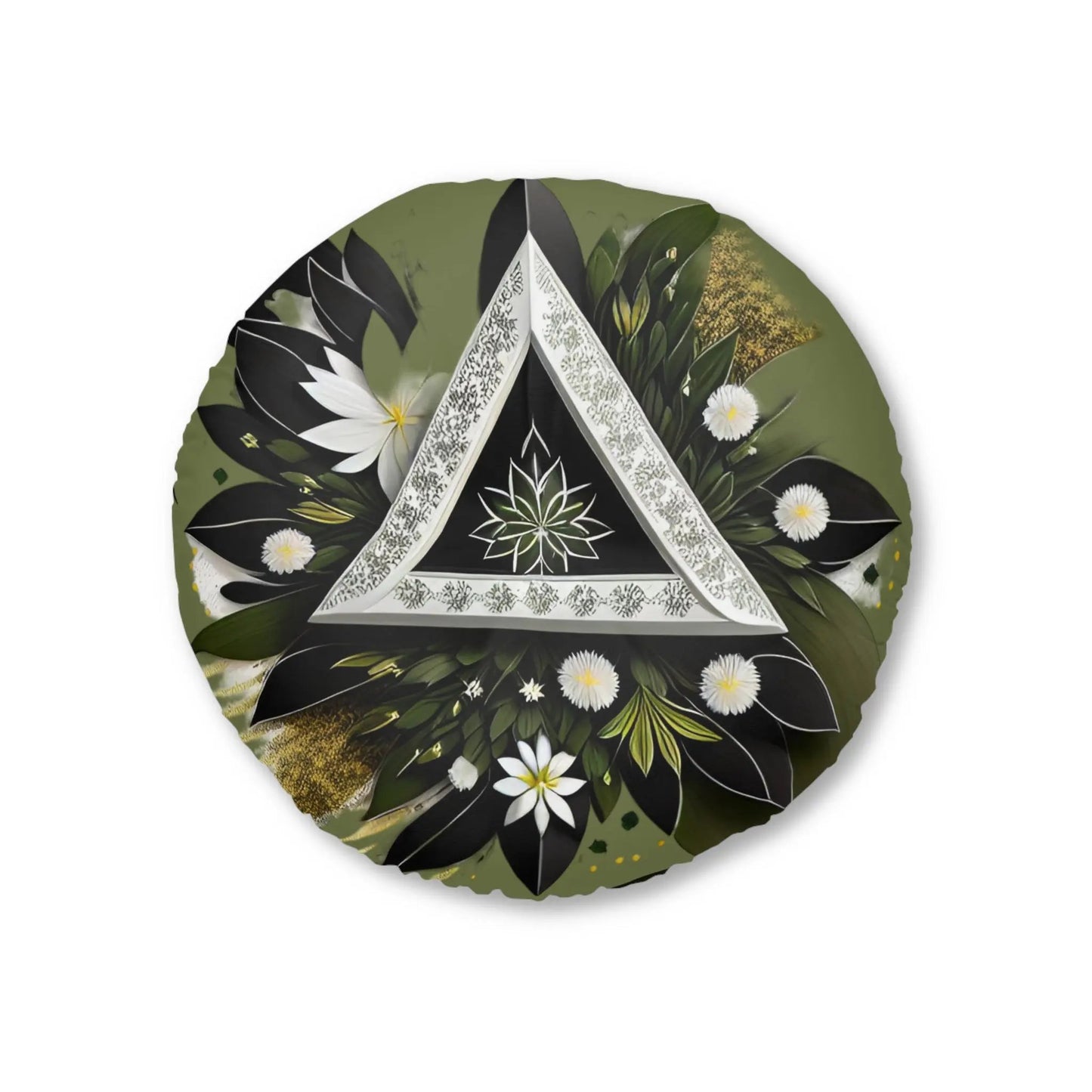Tri Flora Meditation Pillow, Round Printify
