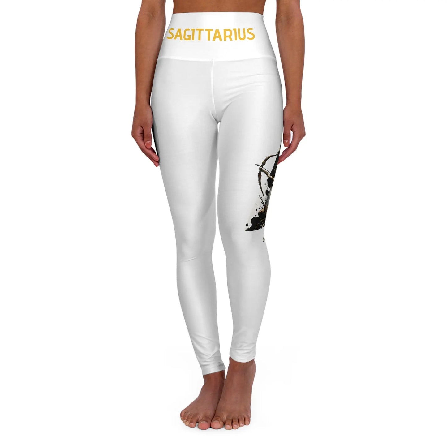 Sagittarius White High Waisted Yoga Leggings (AOP) Printify