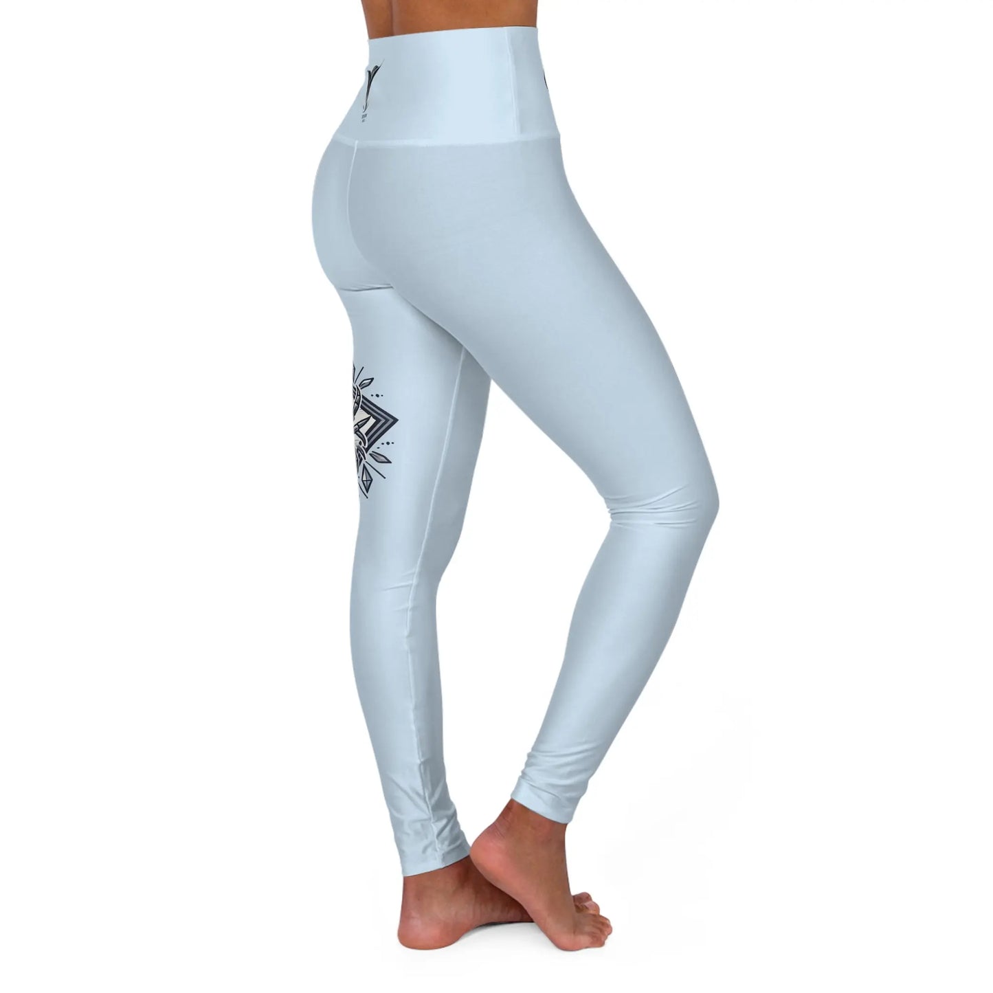 Cancer Pale Blue High Waisted Yoga Leggings (AOP) Printify