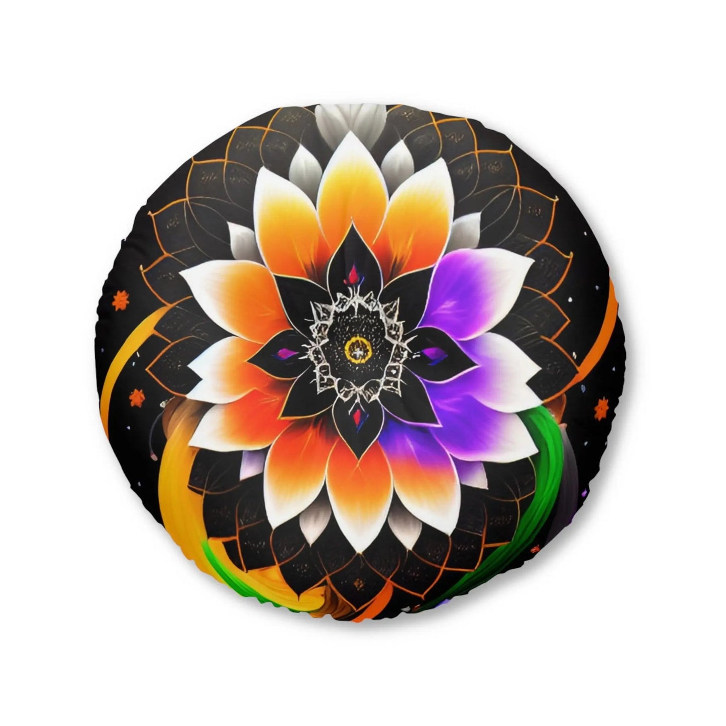Chakra Floral Meditation Pillow, Round Printify