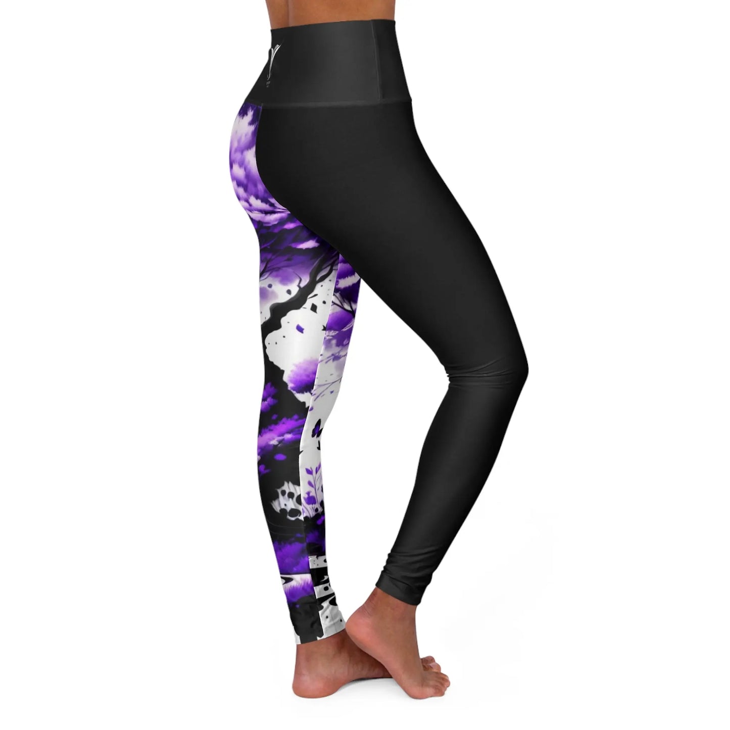 Crown Chakra Tree Black High Waisted Yoga Leggings (AOP) Printify