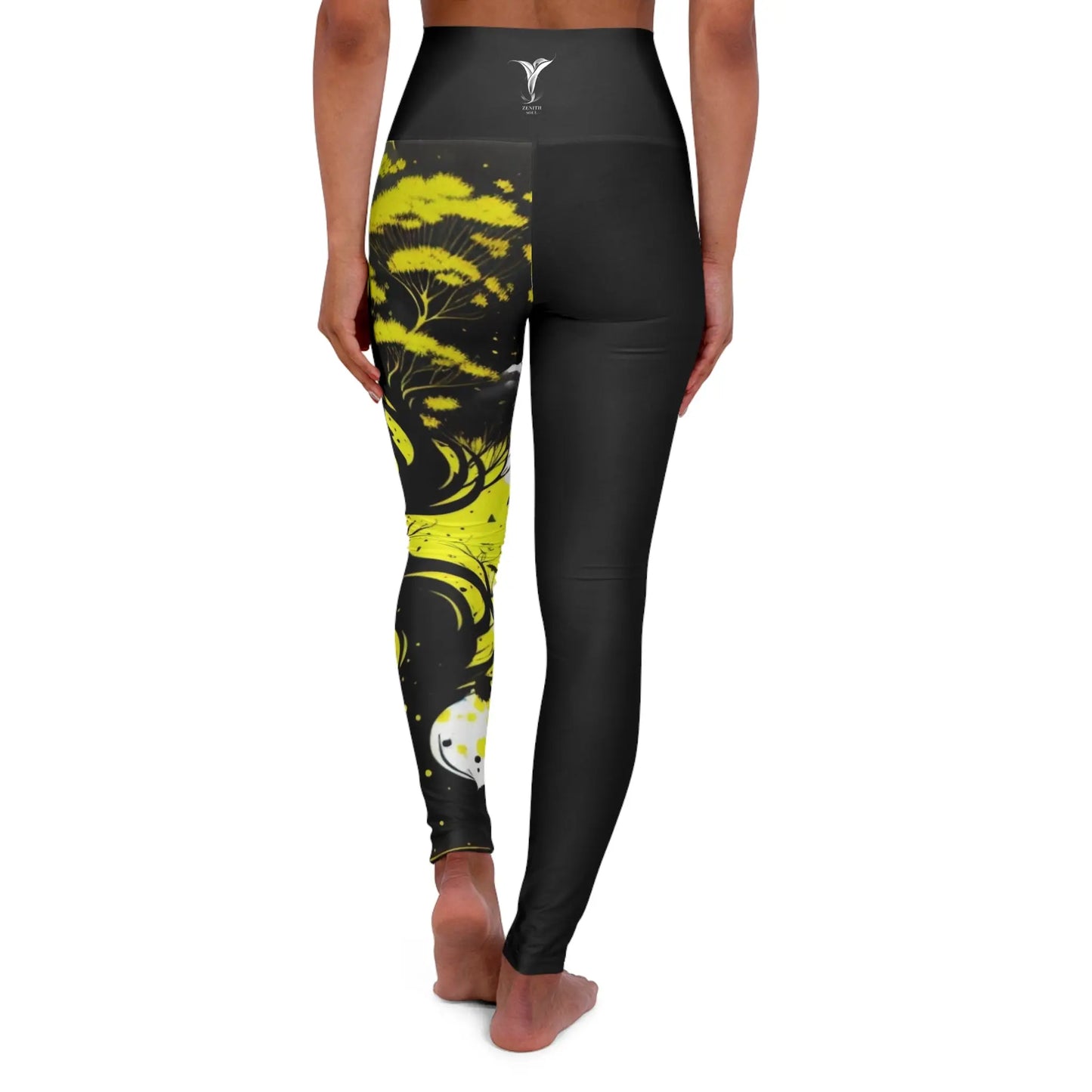 Solar Plexus Chakra Tree Black High Waisted Yoga Leggings (AOP) Printify