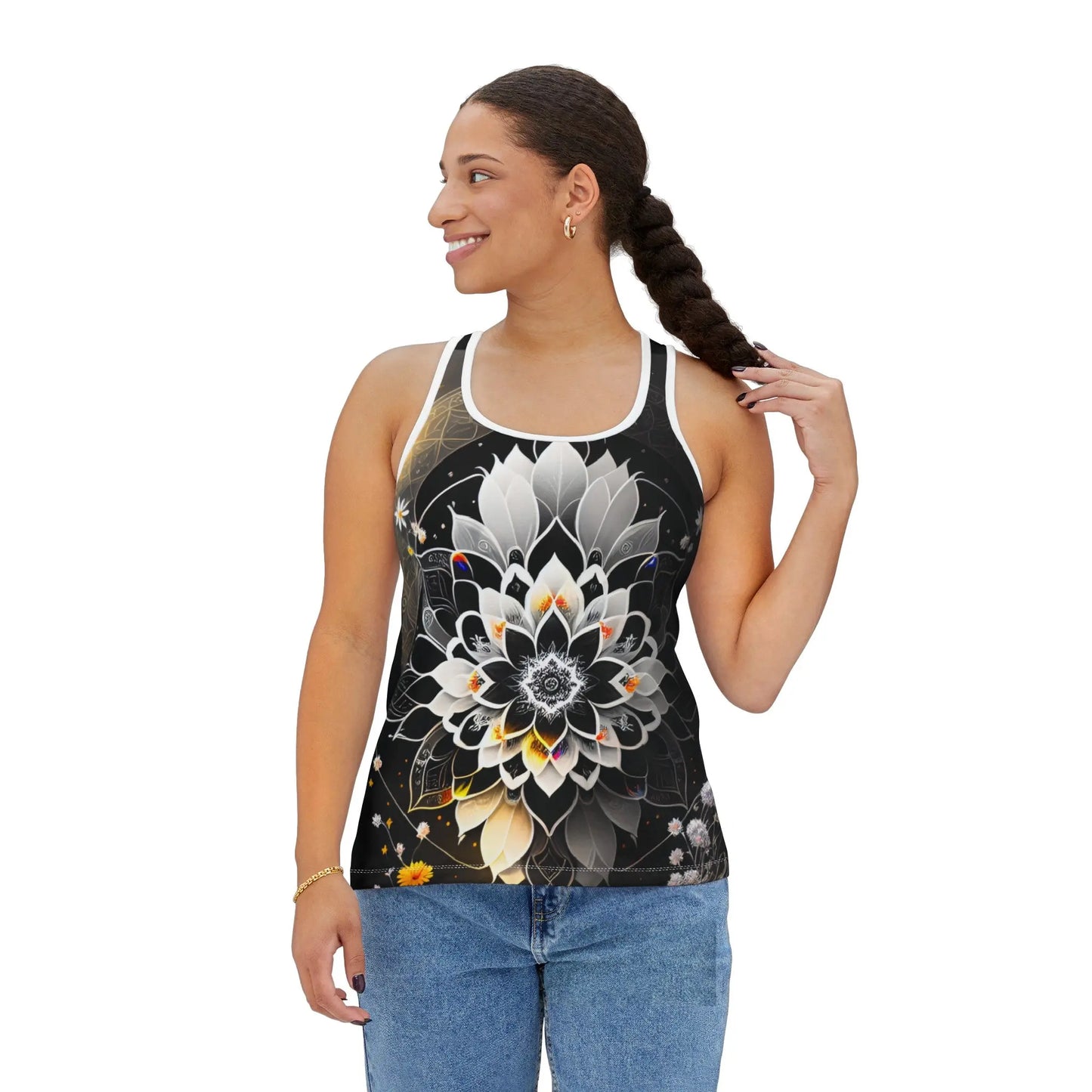 Harmonious Beauty Women's Tank Top (AOP) (w/ white trim) Printify