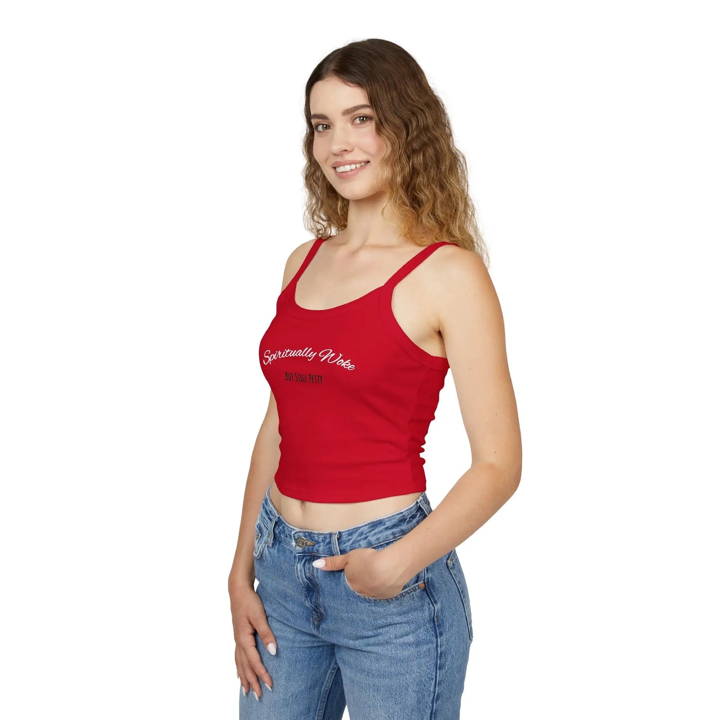 Spiritually Woke Spaghetti Strap Tank Top Printify