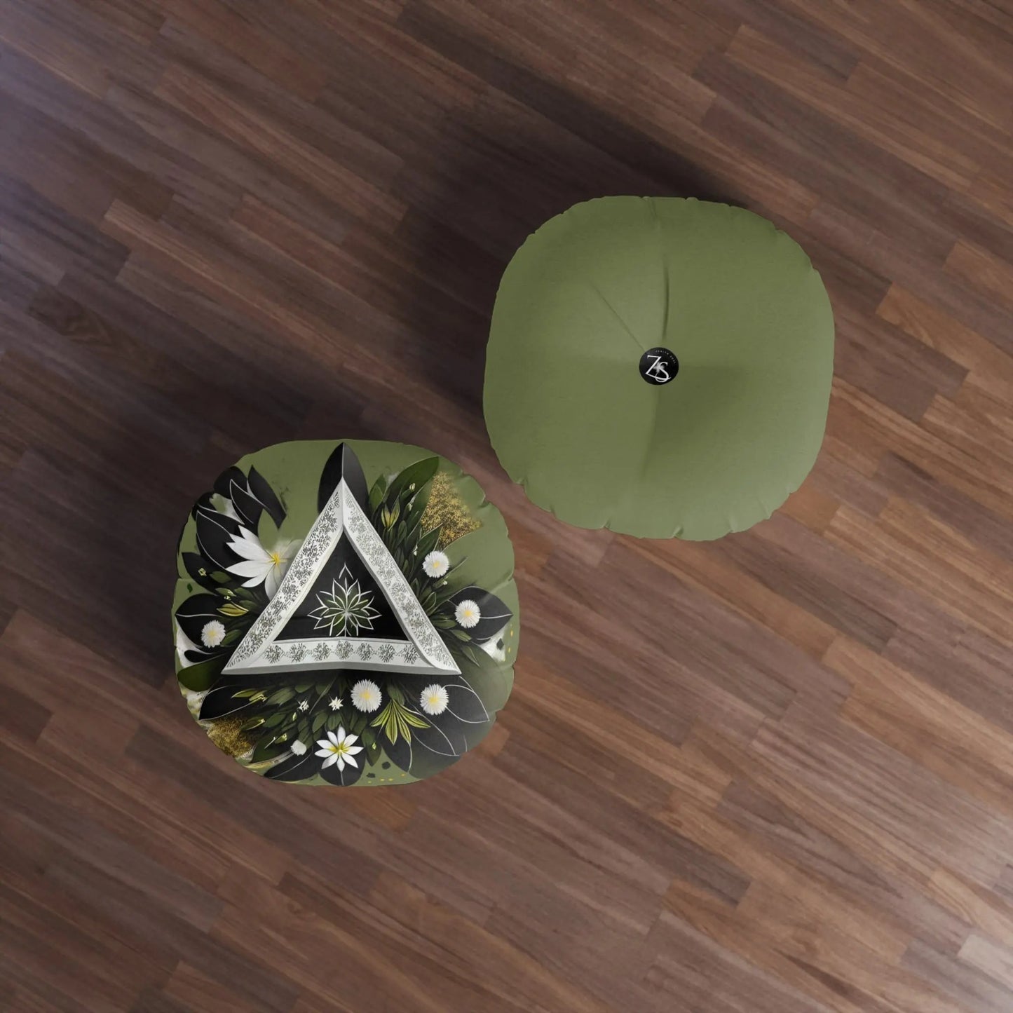 Tri Flora Meditation Pillow, Round Printify