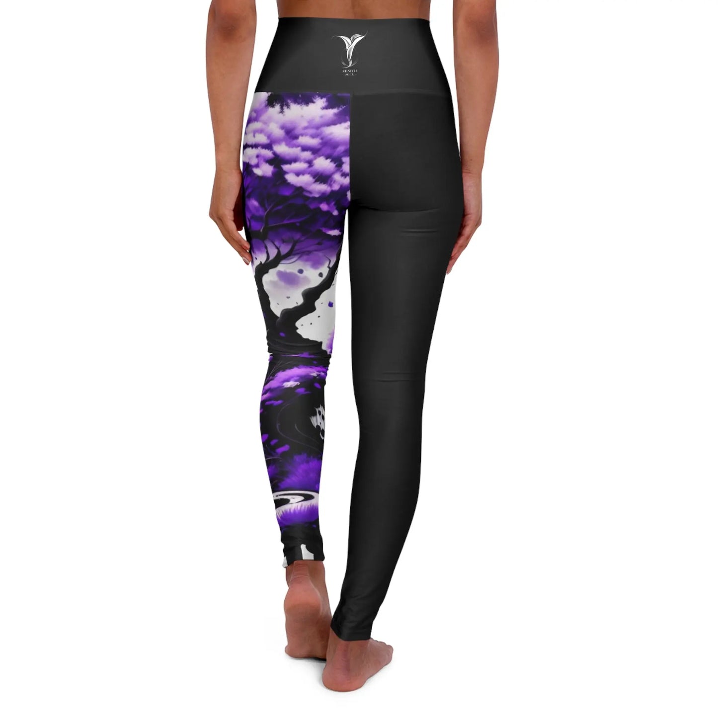 Crown Chakra Tree Black High Waisted Yoga Leggings (AOP) Printify