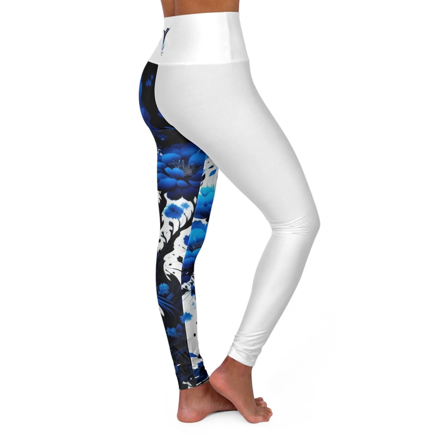Throat Chakra Tree White High Waisted Yoga Leggings (AOP) Printify