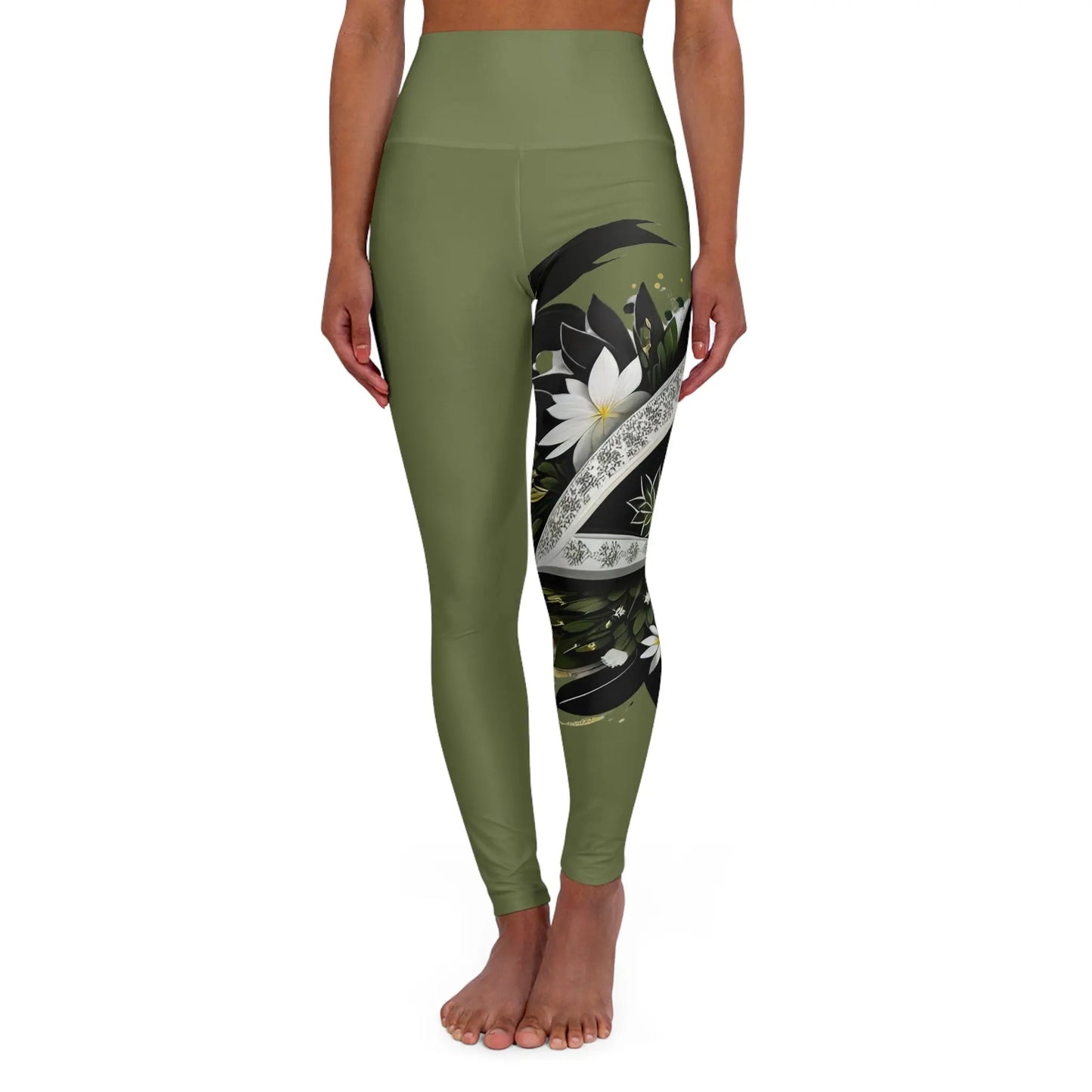 Tri-Flora High Waisted Yoga Leggings (AOP) Printify