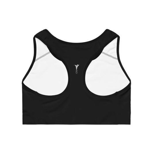 Virgo Black Sports Bra (AOP) Printify