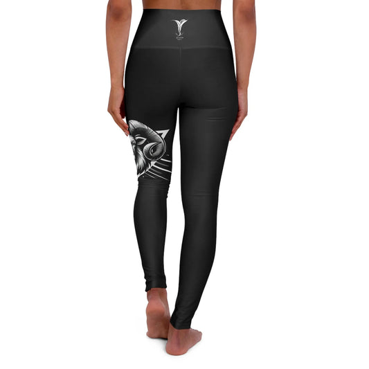 Aries Black High Waisted Yoga Leggings (AOP) Printify