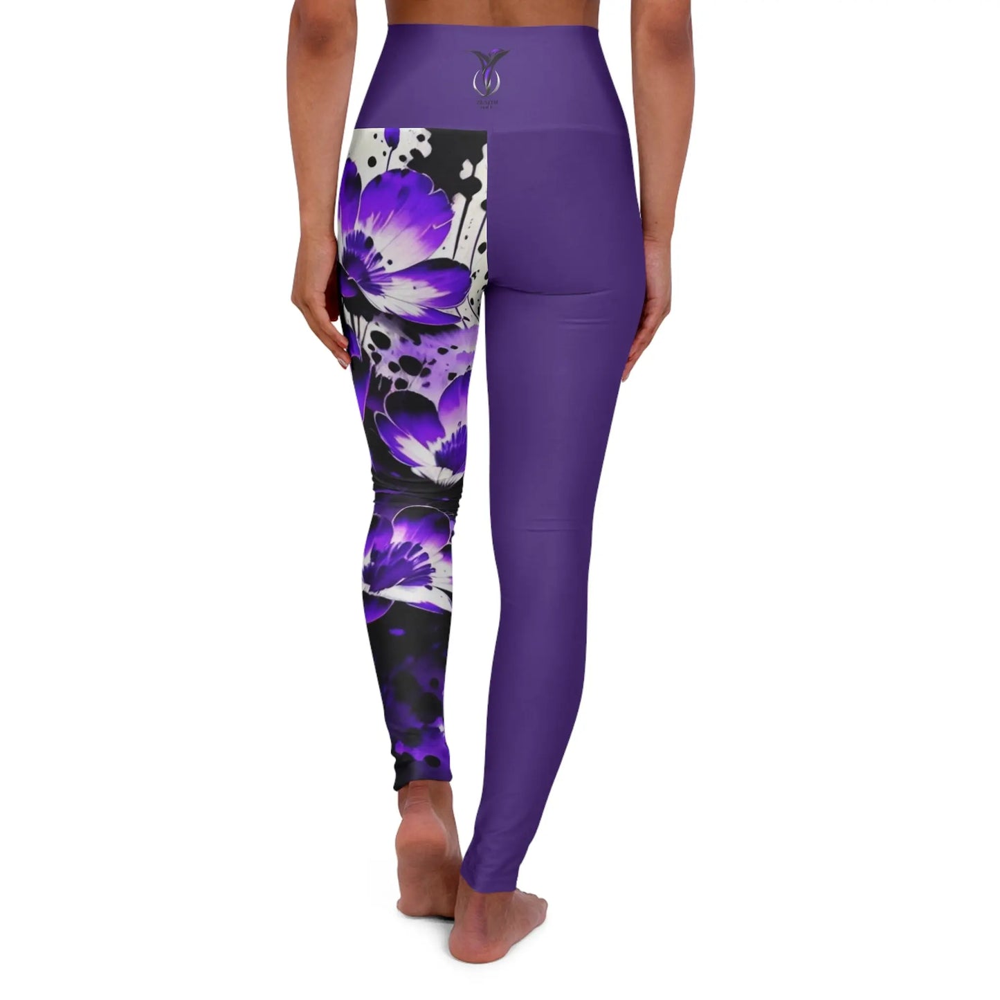 Crown Chakra Flower Purple High Waisted Yoga Leggings (AOP) Printify