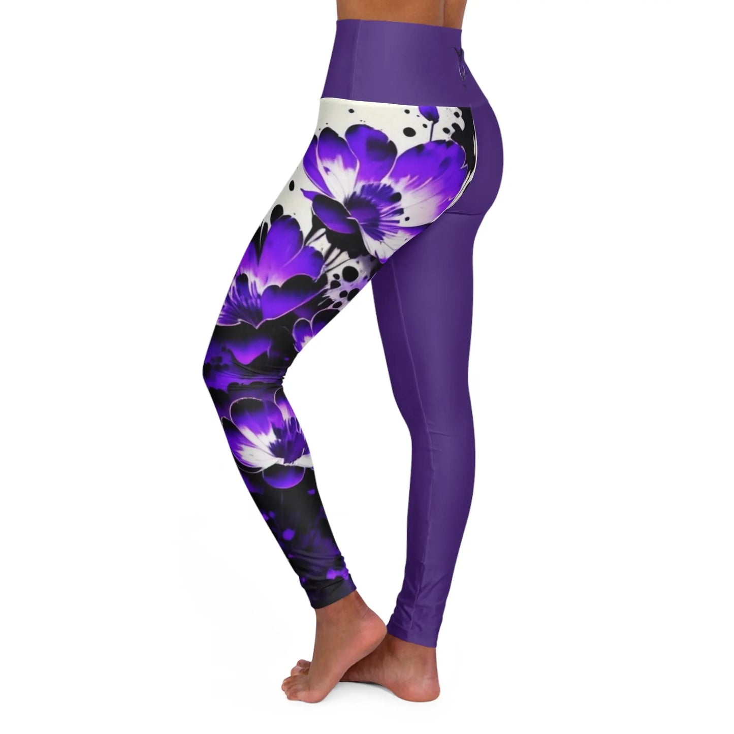 Crown Chakra Flower Purple High Waisted Yoga Leggings (AOP) Printify