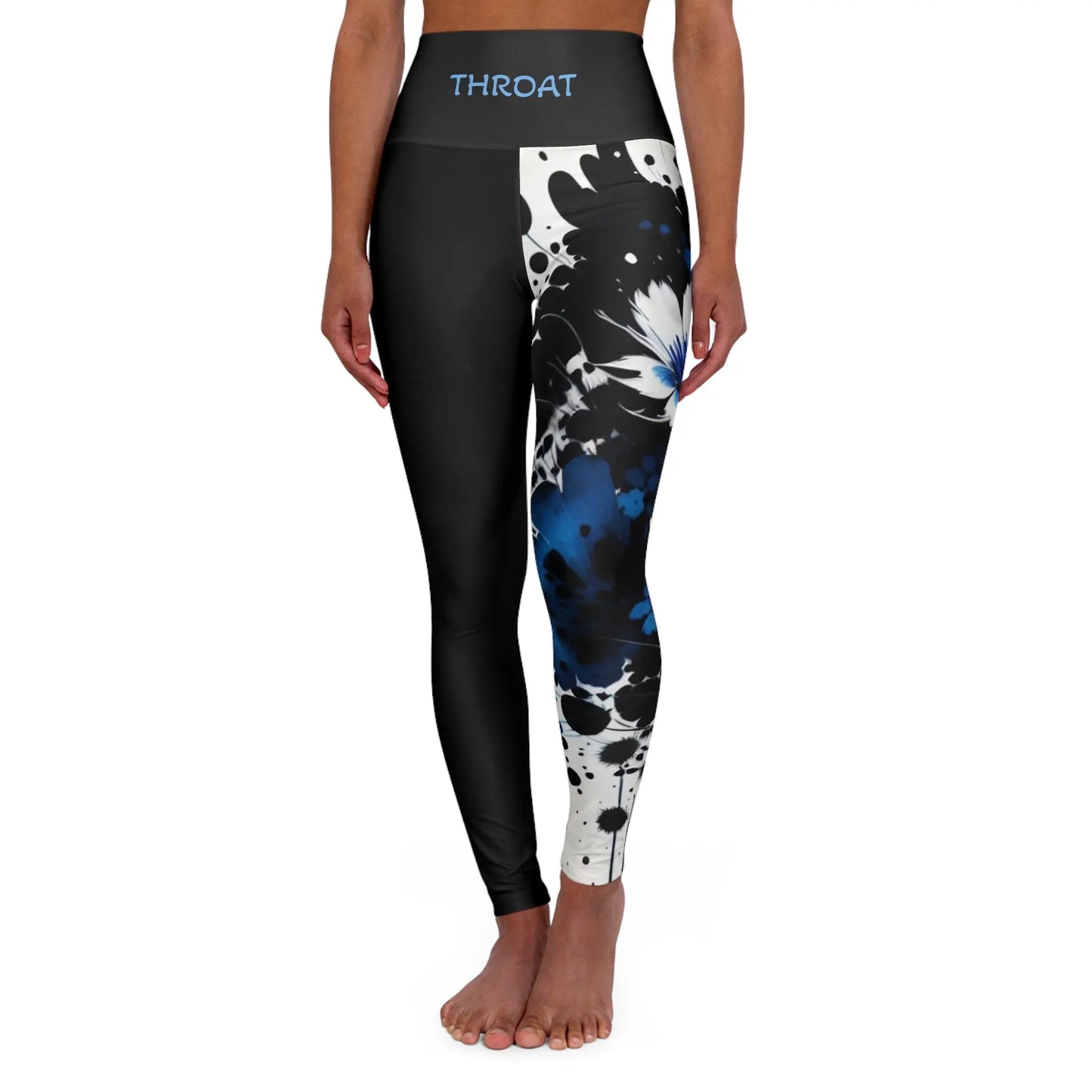 Throat Chakra Flower Black High Waisted Yoga Leggings (AOP) Printify