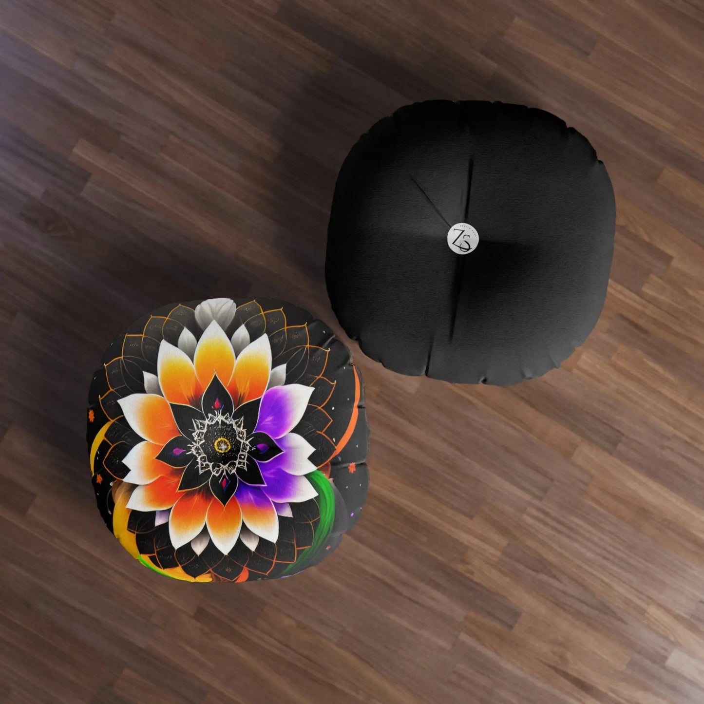 Chakra Floral Meditation Pillow, Round Printify