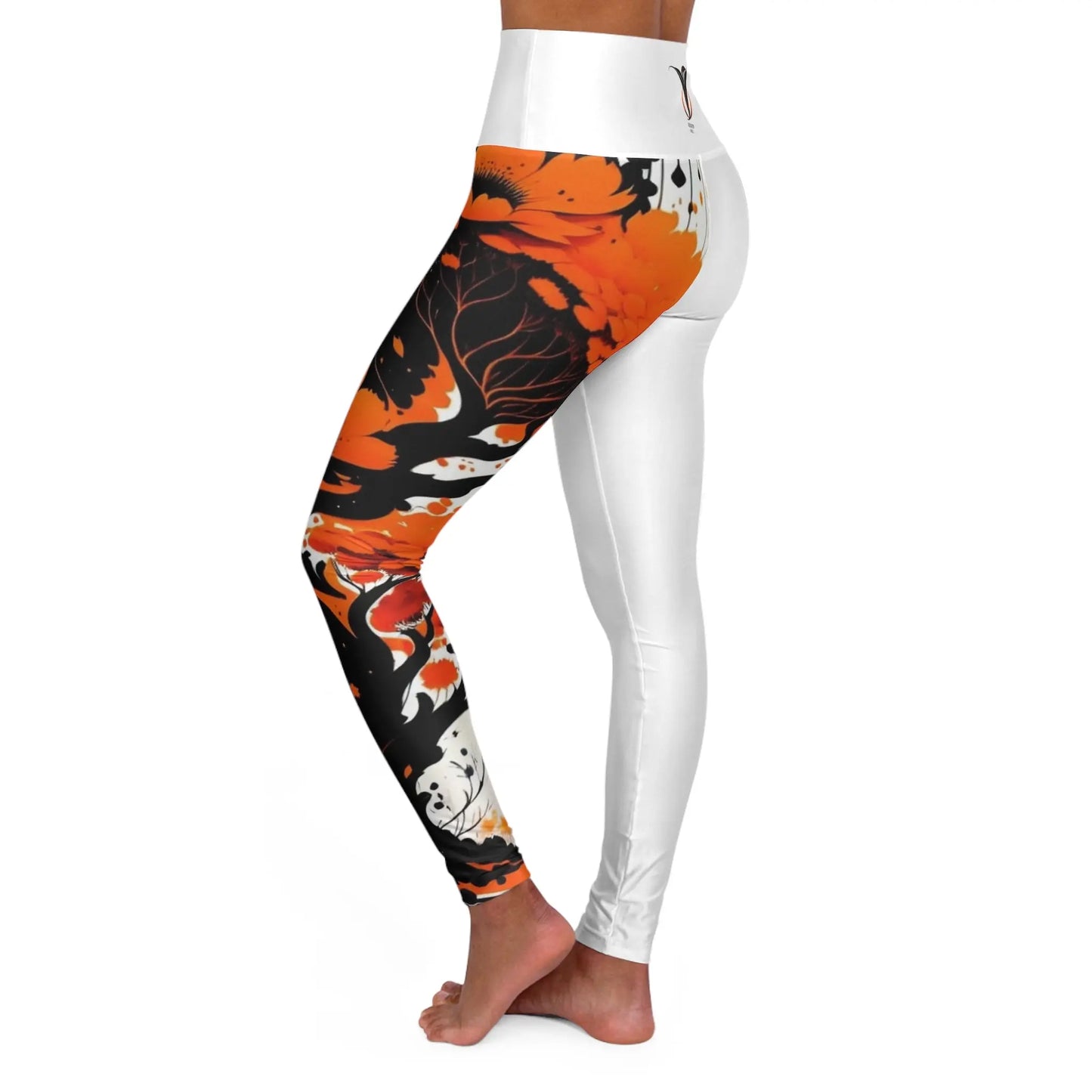 Sacral Chakra Tree Black High Waisted Yoga Leggings (AOP) Printify