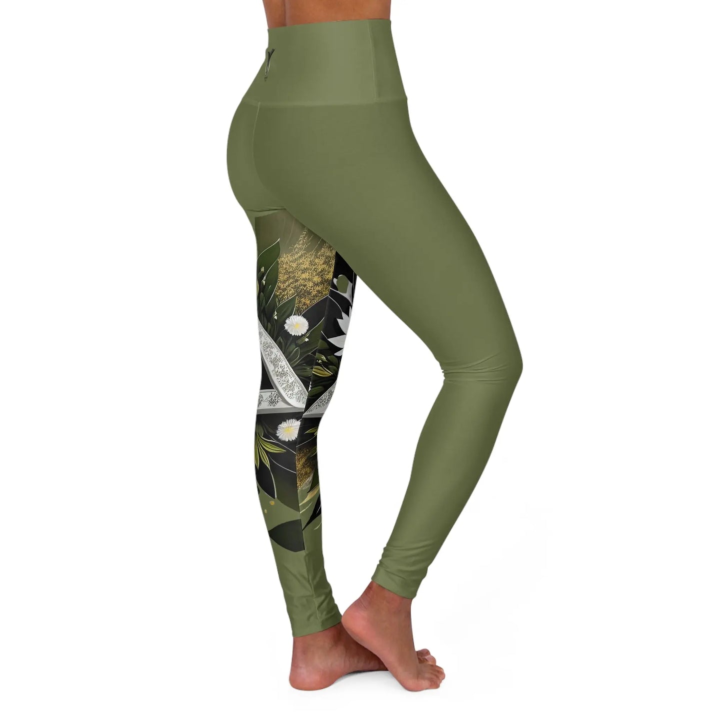 Tri-Flora High Waisted Yoga Leggings (AOP) Printify