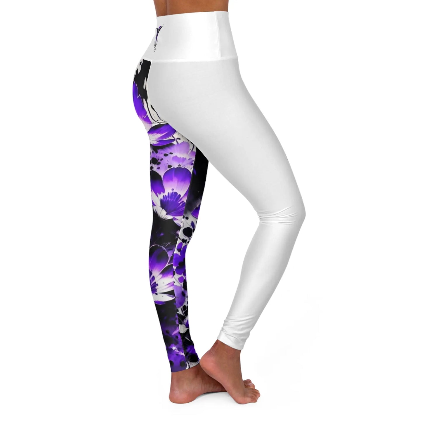 Crown Chakra Flower White High Waisted Yoga Leggings (AOP) Printify